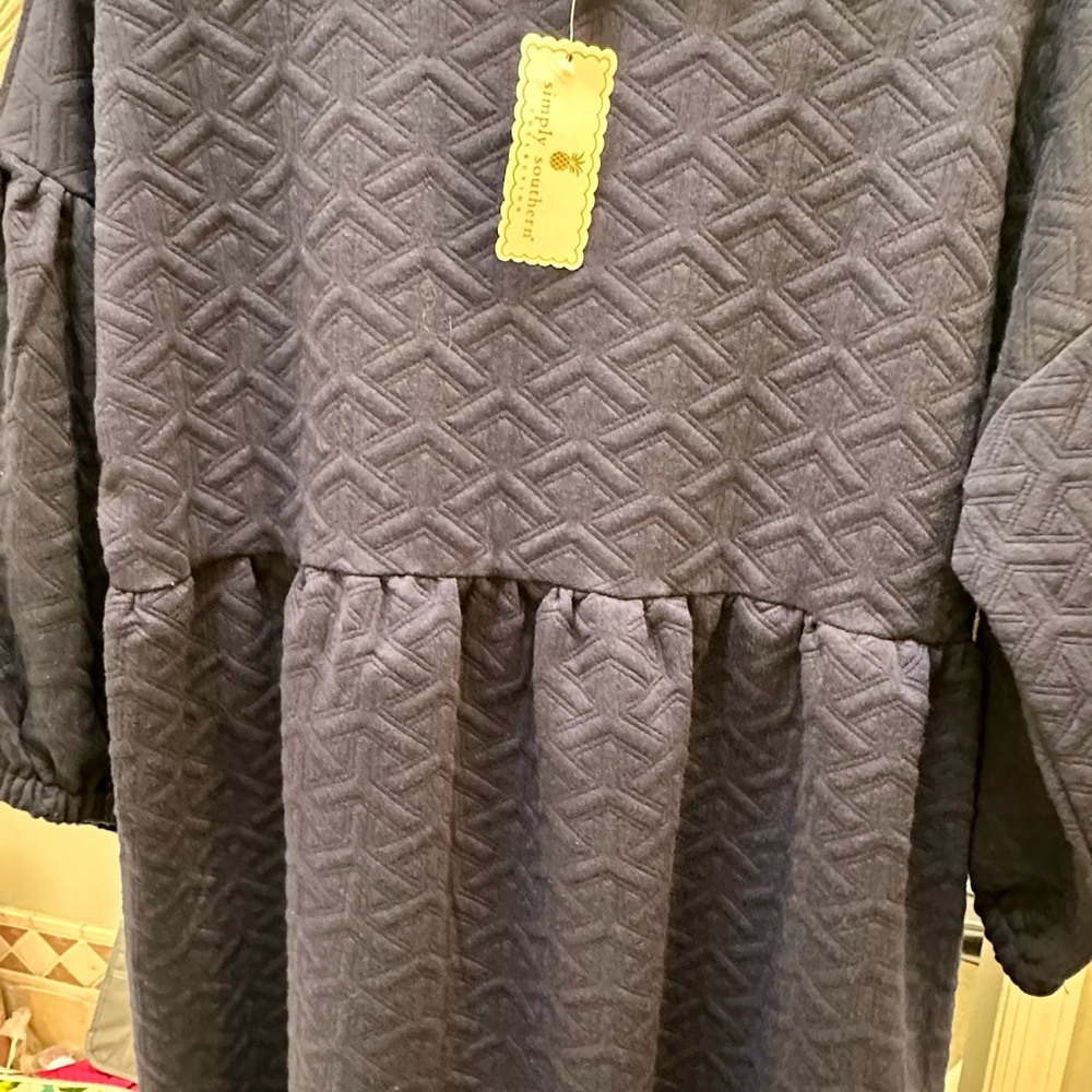 Simply Southern Textured Gray Kids Dress